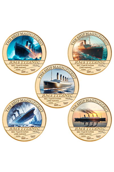Choice1 مجموعة من 5 عملات تذكارية ذهبية من RMS Titanic، قطعة تذكارية لمأساة ا...