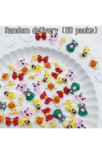 Choice Random Delivery 50 No.34 10/50pcs New Cartoon Nail Accessories Cute Stick Resin Accessories Wear Na