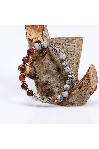 Taş Sandığı 8 mm Jade Stone Bracelet - Hematite Stone Detailed