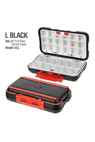 YIRUMEI L-black Waterproof Fishing Tackle Box Hooks Lures Accessories Box For Fishing Tool Storage Box Doubl