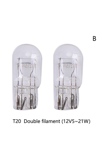 Choice مصباح إشارة T20 7443 7440 12 فولت 5-21 وات، قطعتان، لمبة هالوجين W21/5 وات 3800 كلفن، زجاج شفاف، ضوء تشغيل نهاري