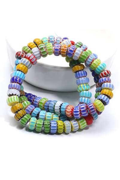 Choice1 100 قطعة من خرز زجاجي مسطح دائري مزجج بأحجام 5/6/7 مم، مقاس 6 مم، منا...