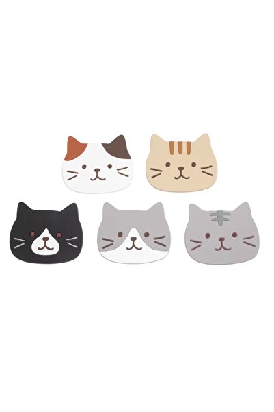 Choice1 5 قطع من مفارش أكواب السيليكون على شكل قطة، مفارش طاولة مقاومة للماء ...