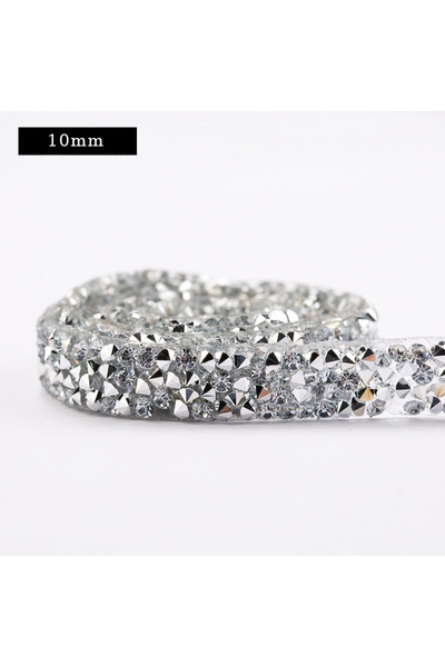 Choice شريط خياطة بنمط كريستالي بطول 1 سم و1 ياردة مع شريط تثبيت أحجار الراين مع حجر الراين