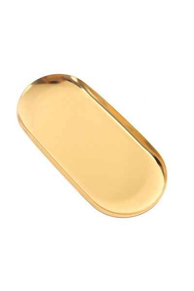 Choice Gold Stainless Steel European Jewelry Storage Tray Metal Cosmetic Storage Oval Cake Fruit Dessert Tr