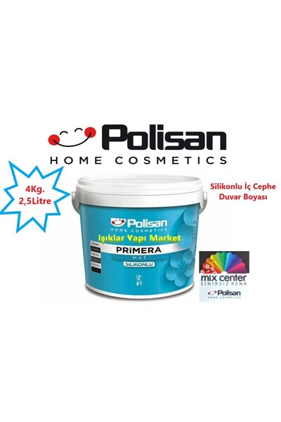Polisan Silikonlu-İç Cephe-Duvar Boyası-Primera Silikonlu Mat-2,5Litre(4Kg.)-Cİ-6271-Sade Bej