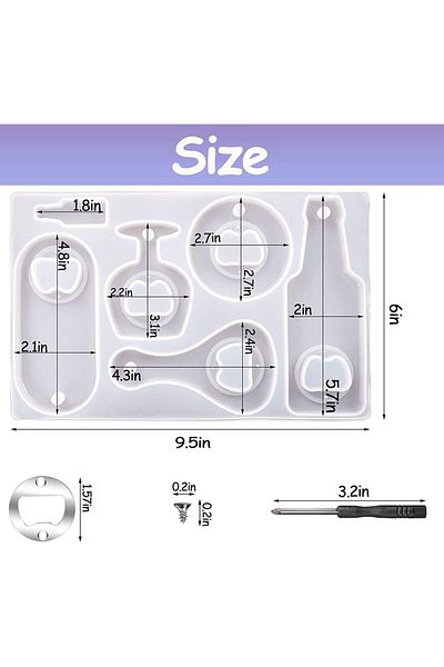 Choice 1set Bottle Opener Resin Molds Kit, Beer Opener Silicone Molds For Epoxy, Resin Jewelry Casting Mold