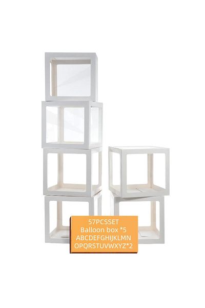 Choice Other White 5pc White Balloon Box With 2 Set A-z 52 Letters, Decoration For Bridal Wedding Shower,