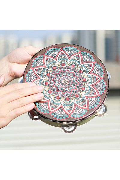 IRIN 8 Inch Tambourine 9 8 Inch Tambourine Handbell Hand Drum Colourful Wooden Tambourine For Dance