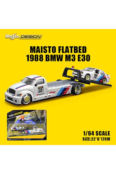 Maisto 1988 بي ام دبليو M3 E30 1:64 1988 بي ام دبليو M3 E30 1957 شيفروليه تصميم مسطح Elite Transport Die-cast P