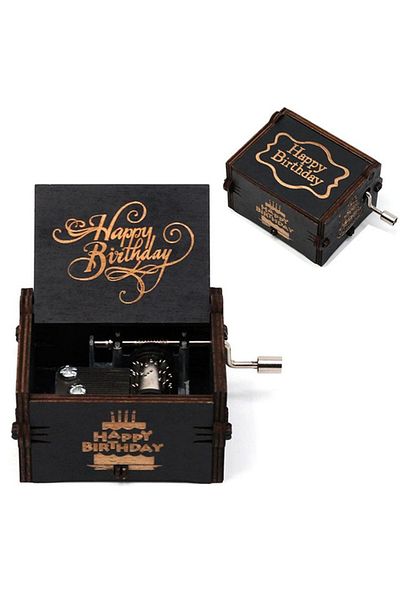 Choice Happy Birthday 02 Happy Birthday Wooden Hand-cranked Carved Music Box, Perfect Creative Gift For Men