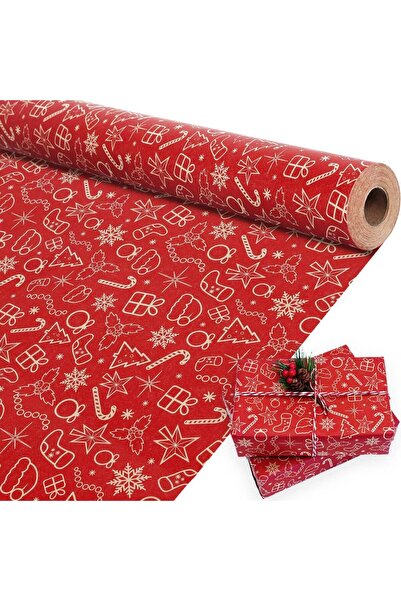 Choice ورق كرافت أحمر متعدد الألوان، لفة واحدة، مقاس 17×590 بوصة، مناسب لعيد ...