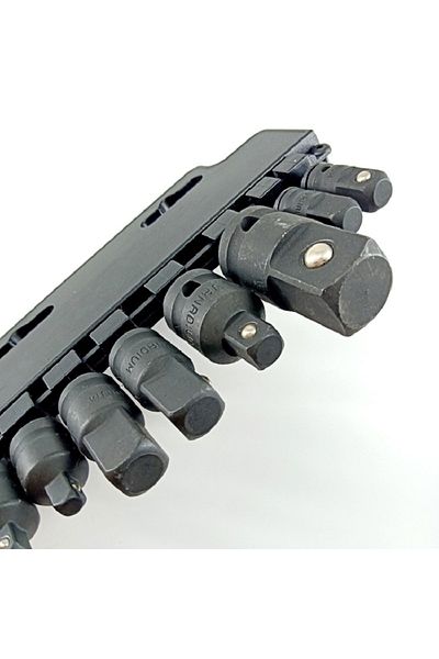 MacWork Black 8 Pcs Pneumatic Impact Socket Adapter Set Vehicle Repair Tools