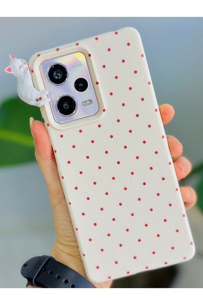Go Aksesuar جراب سيليكون بتصميم قطة منقطة متوافق مع Redmi Note 12 Pro 5G مع لعبة