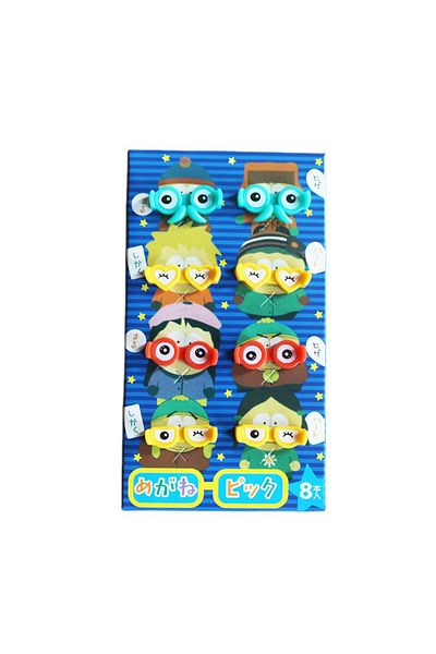 Choice A 8pcs Cartoon Glasses Fruit Fork Mini Cartoon Children Snack Cake Dessert Toothpick Bento Lunches .