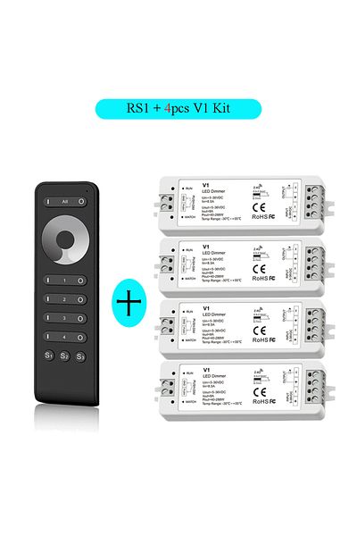 Choice Rs1 And 4pcs V1 Kit 4 Zone Dimming V1 Single Color Led Dimmer Dc 5v 12v 24v 36v Push Switch 13-key T