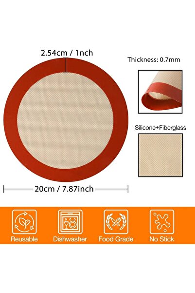 Choice1 1 قطعة - 20 سم 1/ 2 قطعة حصيرة خبز سيليكون مستديرة، بطانات غير لاصقة ...