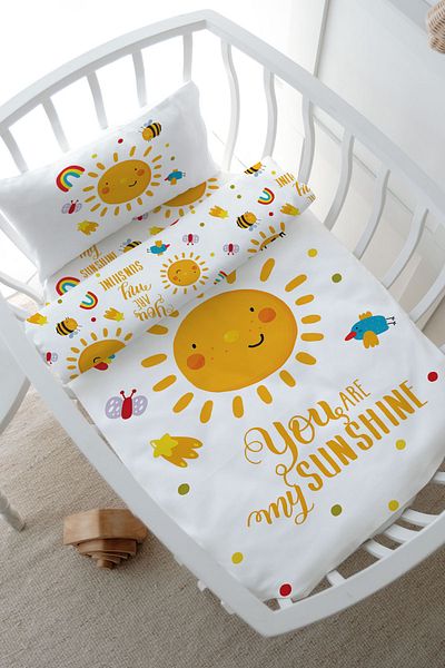 Tuğba Kuğu Park Bed Duvet Cover Set (80X120) - for Baby Series - Smiling Pastel Sun