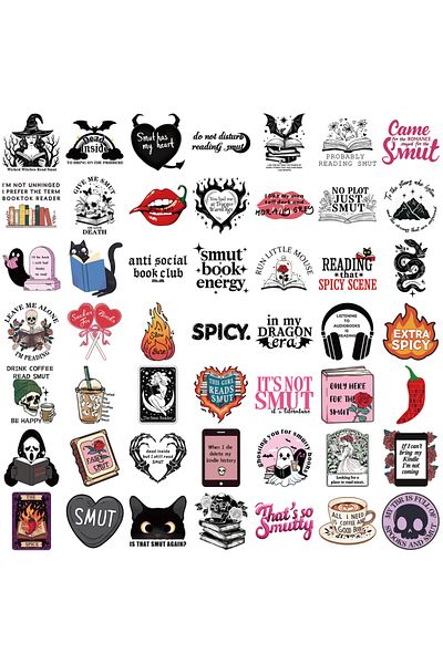 Choice 50pcs All 50pcs Kindlesmutty Bookish Sticker Pack For Readers Adult Spicy Booktok Vinyl Decals For L