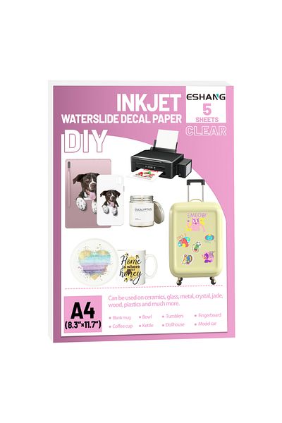 Choice 5 Sheet Clear-inkjet 5 Sheets Waterslide Decal Paper Inkjet Clear Printable A4(8.3X11.7 INCHES) Size