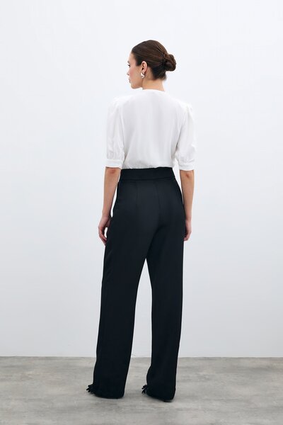 Sateen Μπλούζα με γιακά μπουφάν - Εκρού