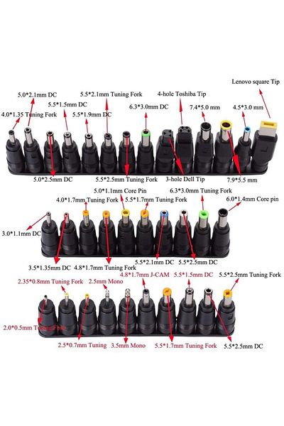 YTDMEN 34pcs 34pcs/set Universal 5.5mmx2.1mm Dc Ac Power Adapter Tips Connector For Notebook Laptop Charger