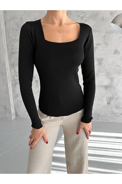 Lady Doll Women's Square Neck Knitwear Seasonal Sweater