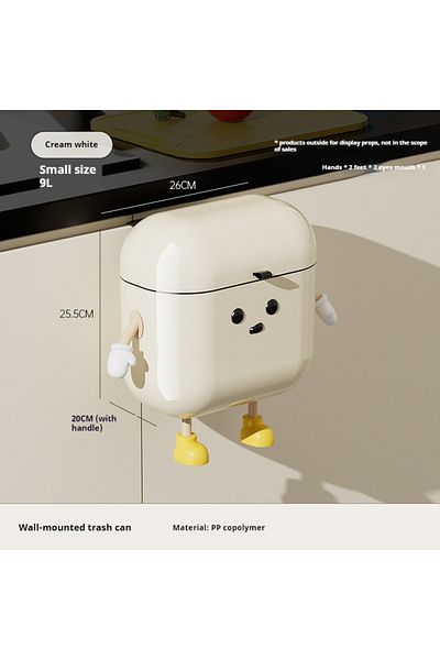 Choice Creativity U-creamwhite-9l 9l/12l Cartoon Hanging Trash Can With Lid Large Capacity No-drill Wall Mo