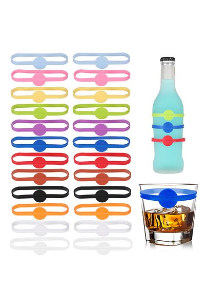 Choice 24pcs 24pcs Silicone Wine Cup Glass Markers Party Goblet Wine Drinking Cup Marking Tags For Home Bar