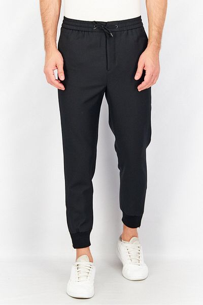 The Kooples بنطال رياضي سادة بقصّة عادية للرجال، أسود