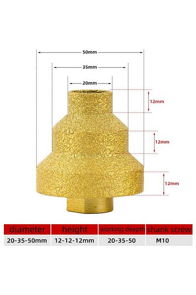 GhPcd M10 M10 Diamond Chamfer Router Bits Hole Saw Milling Tile Cutter Marble Concrete Reamer Masonry Dril