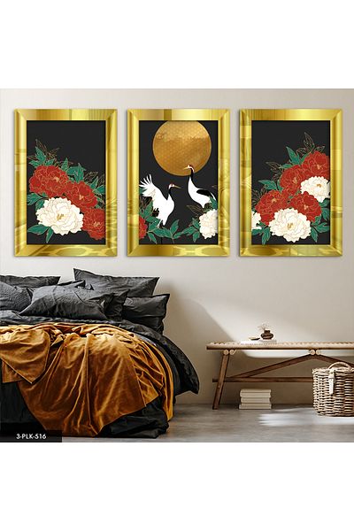 Evinemoda Flower Gold 3 piese de masă cu oglindă din plexiglas