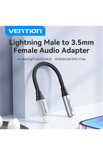 Choice محول Vention 0.1 متر لجهاز Iphone Dac Lightning إلى 3.5 مم Omtp محول سماعة رأس لجهاز Iphone 14 12 Pro M