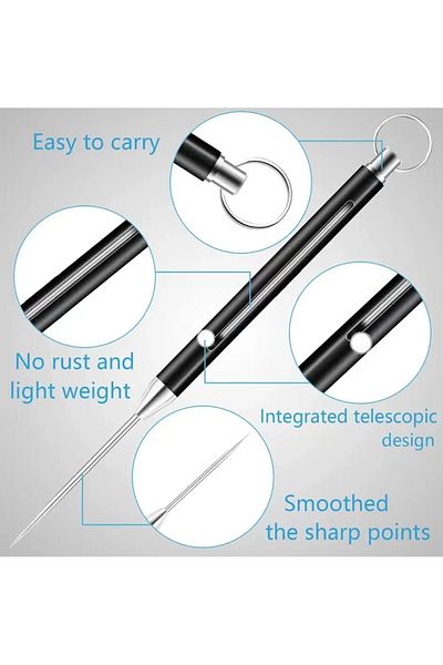 Choice 1PC Titanium Alloy EDC Telescopic Toothpick Keychain Pendant Gift Fruit Fork Camping Pocket Tooth...