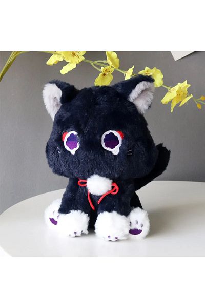 Choice 23cm Black Game Genshin Black Scaramouche Cat Fluffy Impact Wanderer Pet Plush Toys Cosplay Doll Sof