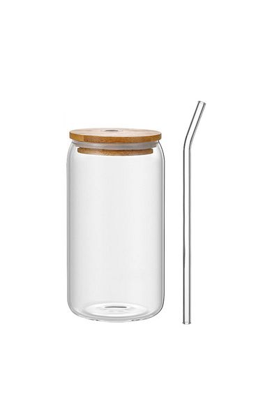Choice 401-500ml 1pc Multifunctional Bamboo Lid Glass, 16oz High Borosilicate Cola Cup, High Temperature Re