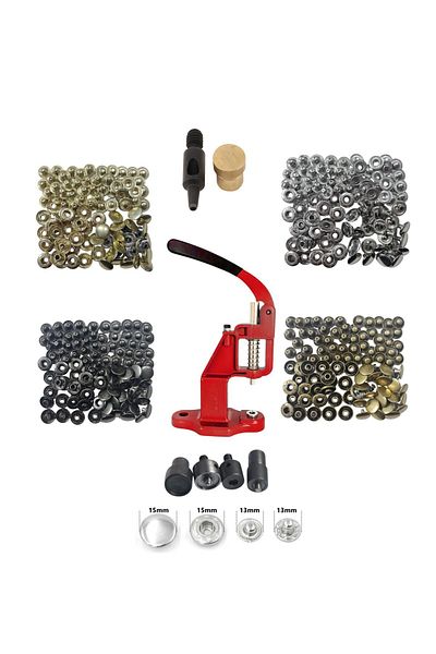 tuhafiyecimiz 15mm Jumpsuit Pressed 400Pcs Stainless Snaps Making Kit - Attachments