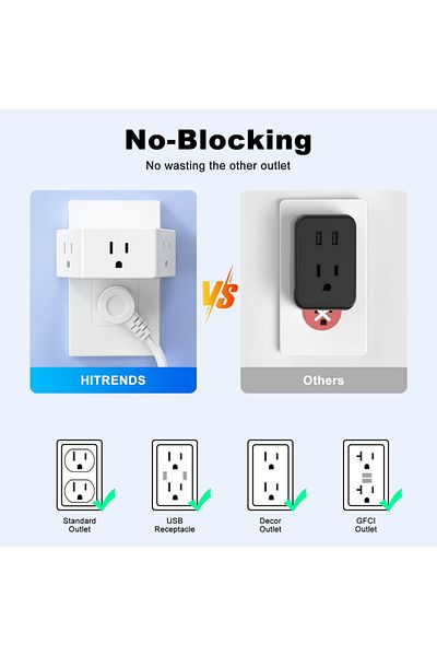 Choice 110-250v Us 3 2 White 2-pack Us Trapezoid Multi-plug Outlet Extender With 3 Ac Outlets Power Strip W
