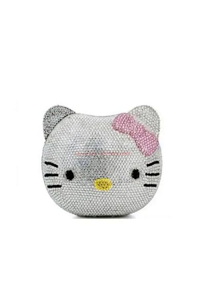 Choice 01 Hello Kitty Anime Cartoon Shape Rhinestone Cartoon Full Of Diamonds Dinner Bag Handmade Diamond-s