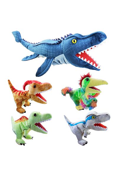 Choice 25cm Mosasaurus New 11 Style Dinosaur Hand Puppet Plush Toys Kindergarten Performance Hand Control G