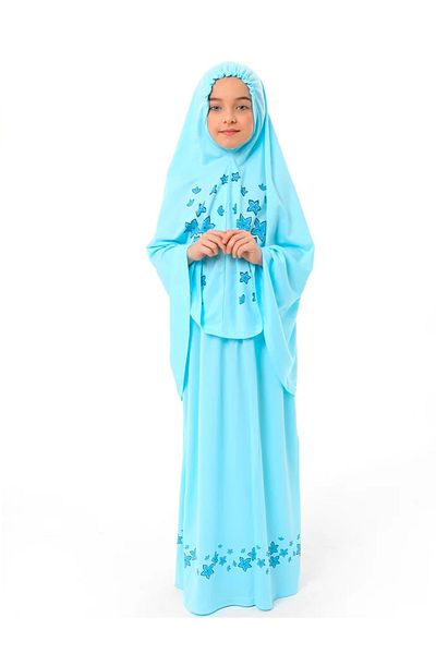 skycott Star Printed Girl's Prayer Dress - Long Headscarf