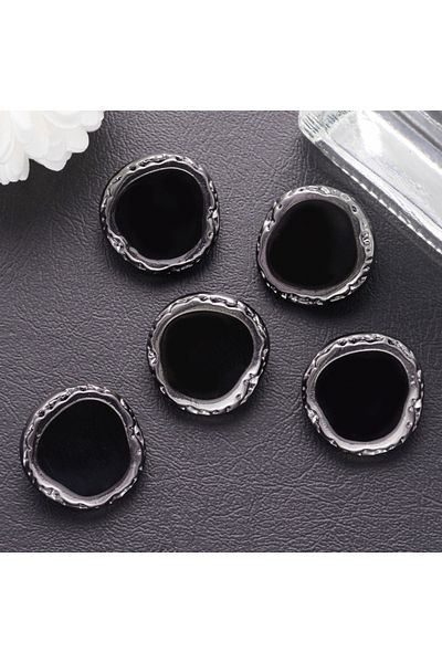 Choice 15mm Silver 5pcs 15/18/21/23mm Black Resin Irregular Metal Buttons Of Fur Coat Shirts Sweater Clothi