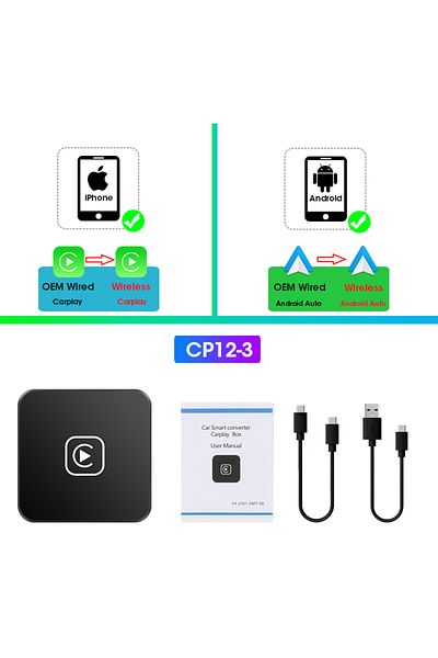 JMCQ Carplay And Aa Mini Wireless Carplay & Android Auto Wired To Wireless Box Adapter For Toyota Ma