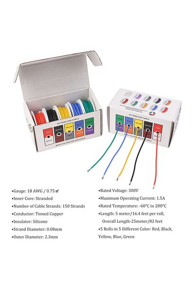 Choice 25m 18 Awg 18 Awg Stranded Electrical Wire 18 Gauge Tinned Copper Wires Flexible Silicone Electric H