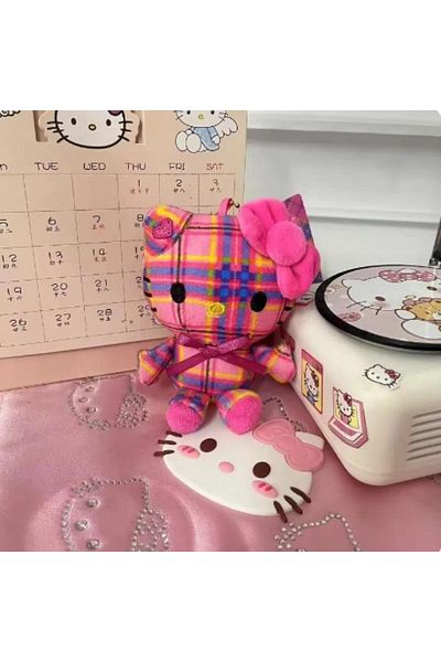 Choice 10cm Kt Hello Kitty Kawaii Halloween Series Pendant Vintage Plaid New Style Cartoon Sanrio Bag Penda