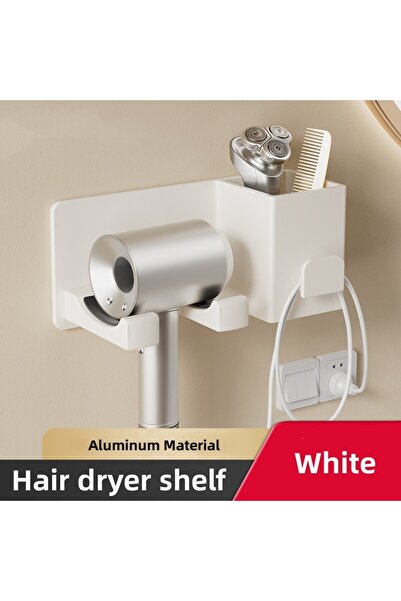 Choice white Wall Mounted Hair Dryer Holder Bathroom Shelves Shaver Hair Drye...