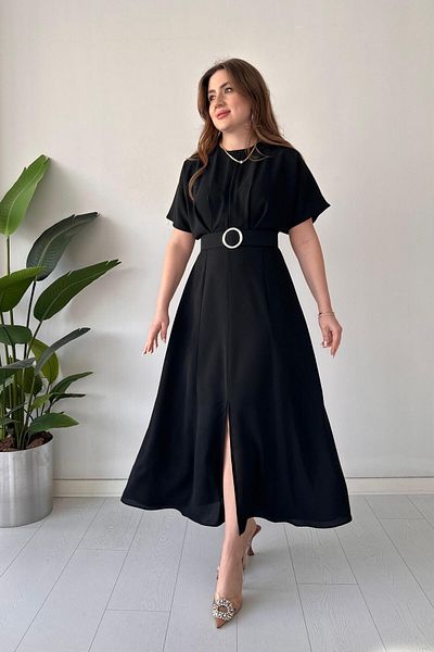 MaziButik Rochie de designer cu centură neagră