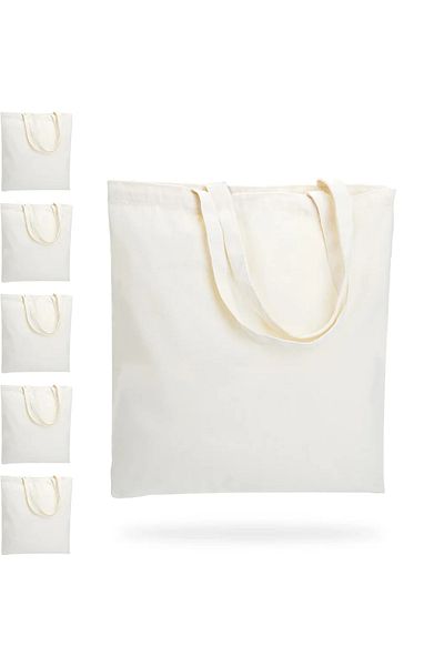 Choice 6 Pcs 6-pack Canvas Tote Bags, Sustainable, Reusable Grocery Bags Perfect For Diy Gift Ideas And Hea