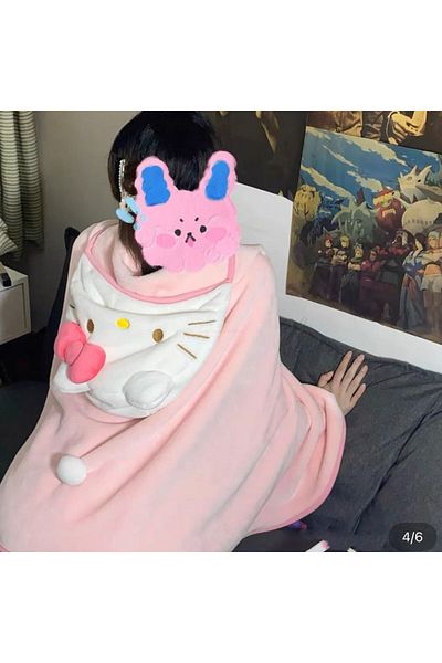 Choice 150x75cm Sanrio Cloak Kuromi Cinnamoroll Hello Kitty My Melody Girl Plush Blanket Cloak Costume Hood