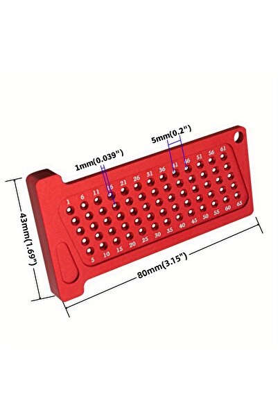JIGHOLE T-65MM (Metric) Woodworking Metric/Inch T-Square Hole Scribing Pocket Ruler Line Drawing Marking Gau